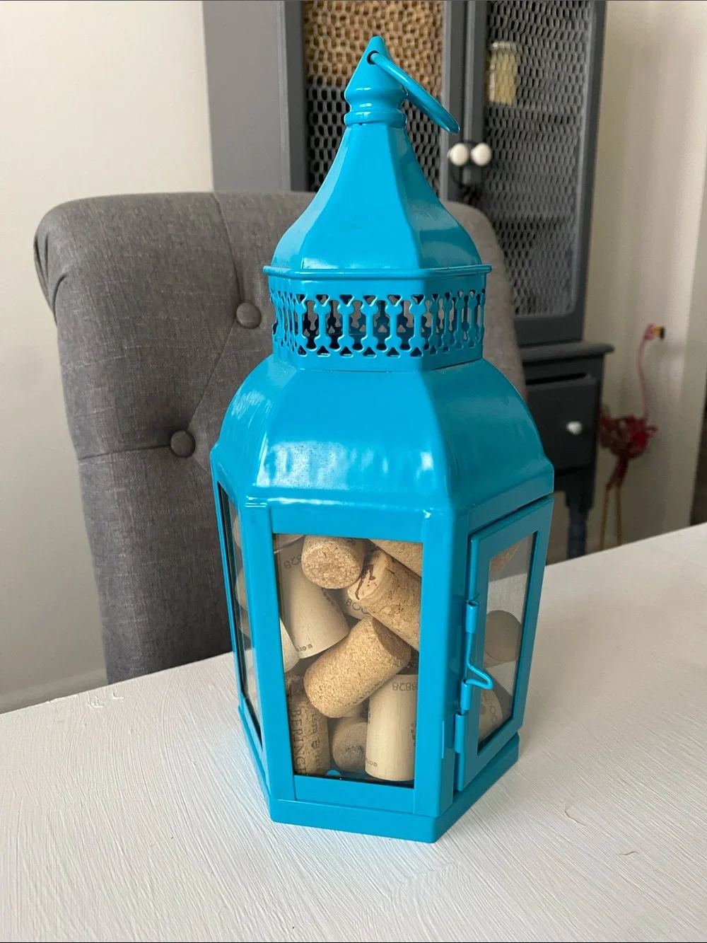 Turquoise Metal Lantern, Mystical Magical Caribbean Patio Outdoor Decor